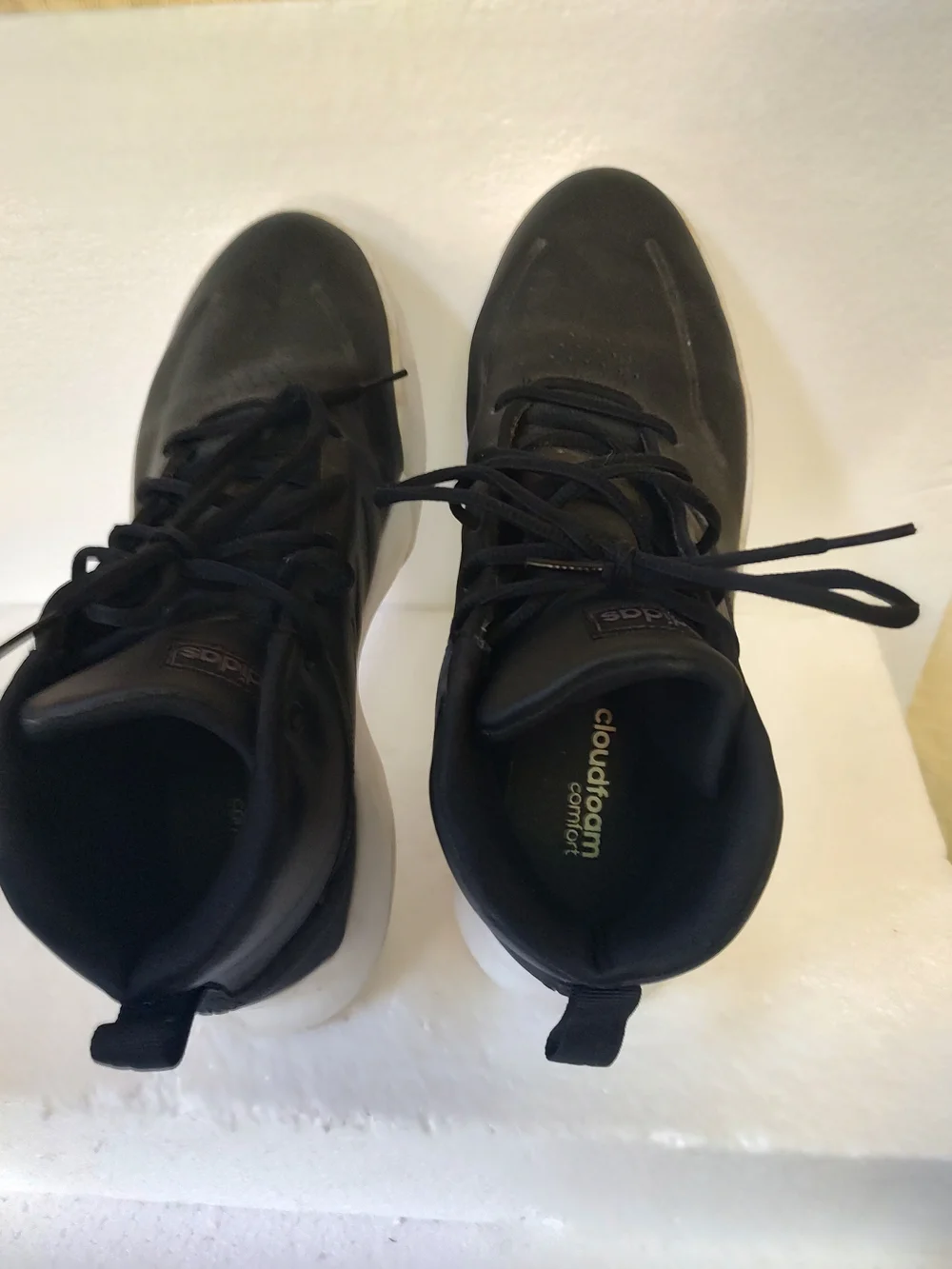 adidas Black High-Top Sneakers with White Sole 10.5
